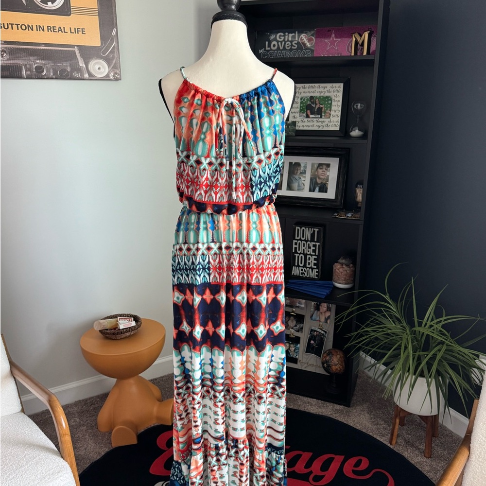 Multicolor Vintage Sleeveless Maxi Dress